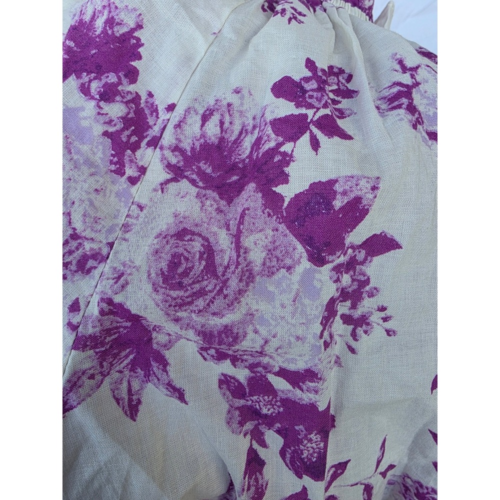 Flying Tomato Purple Floral Off The Shoulder Smocked Peplum Blouse Cotton Medium - Picture 9 of 12